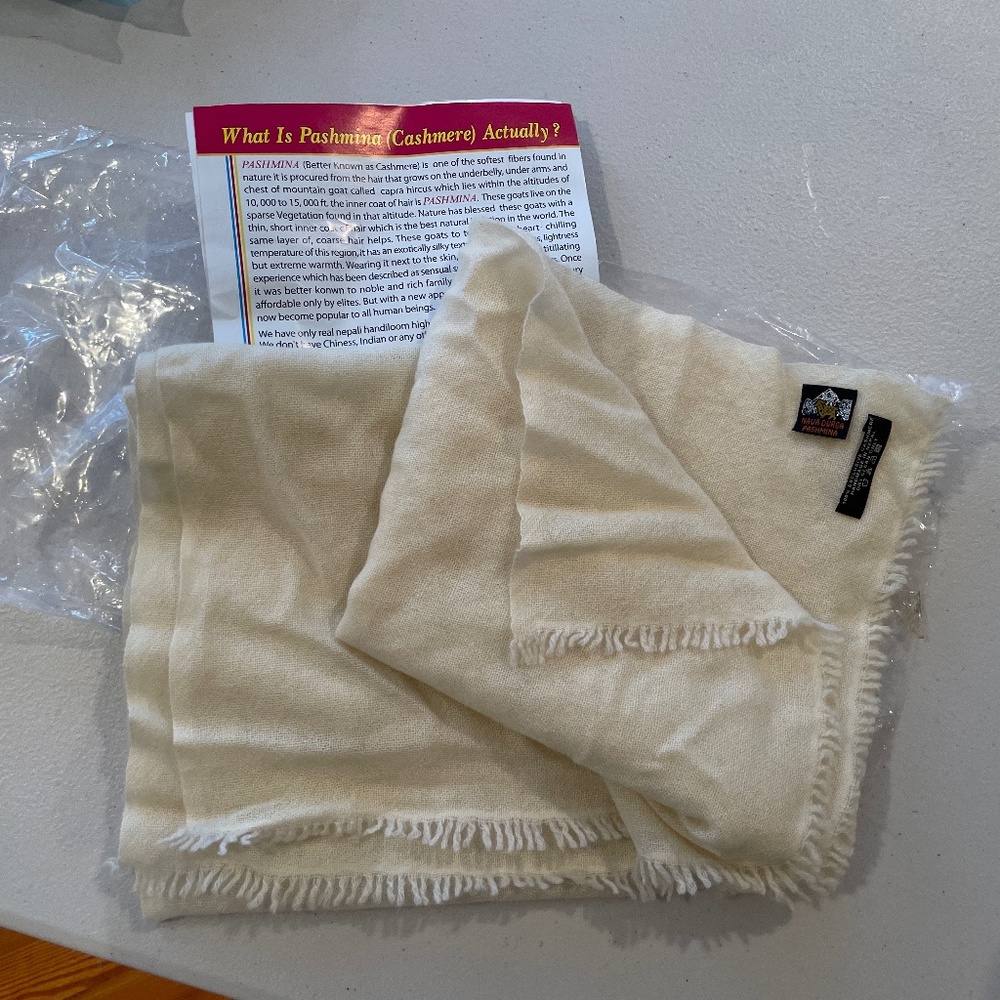Pashmina cashmere from Nepal  cream color
